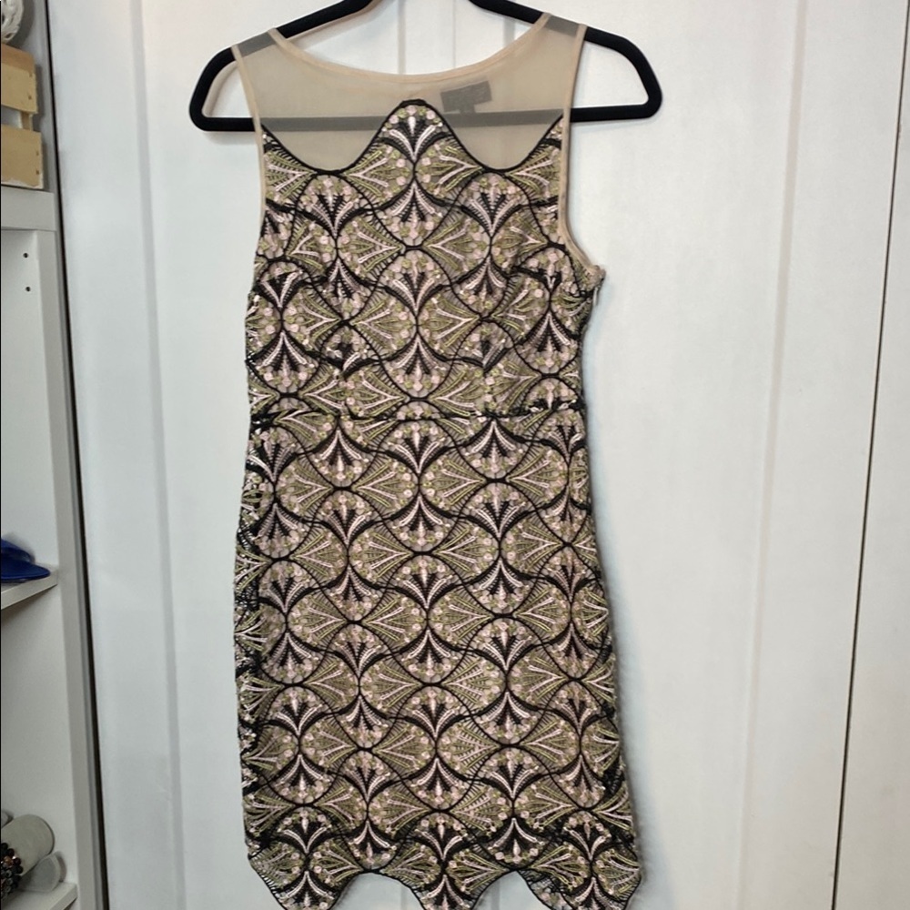 Topshop | Embroidered Lace Dress - Pink Cream Sage Green Blacks - US6 - Mesh upp